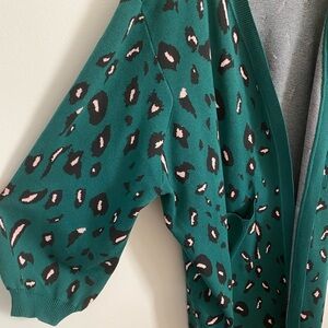 Bloom chic dark teal animal print sweater. Xl